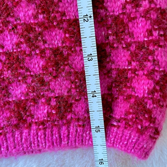 NWT Zara Pink Check Knit Wool Blend Crop Top Size S - Picture 11 of 12